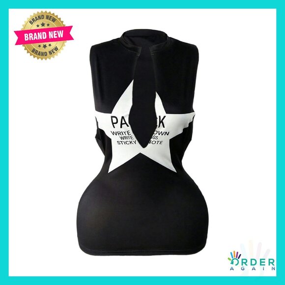 Dresses & Skirts - Y2K Mini Dress Notched V Neck Sleeveless Bodycon Streetwear Going Out